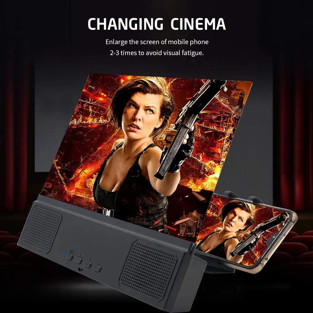 12 inch 3D Mobile Phone Enlarger Ampliador de pantalla de celular  Phone Screen Magnifier with Bluetooth speakers
