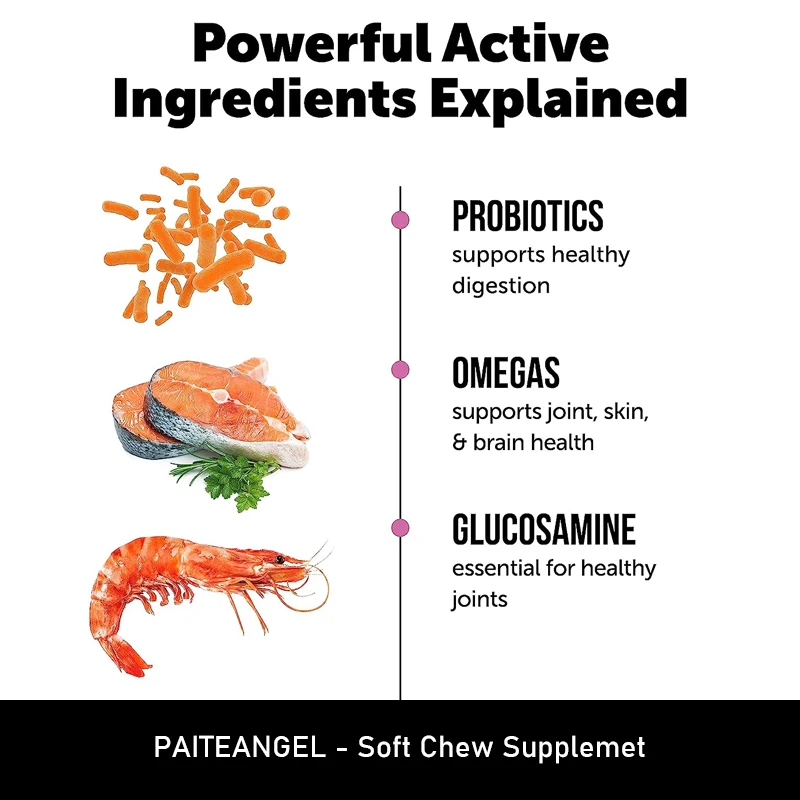 Fish Oil Vitamins Glucosamine Probiotics Omega Dogs Health & Heart Skin and Coat 10 in 1 Dog Multivitamin Supplements