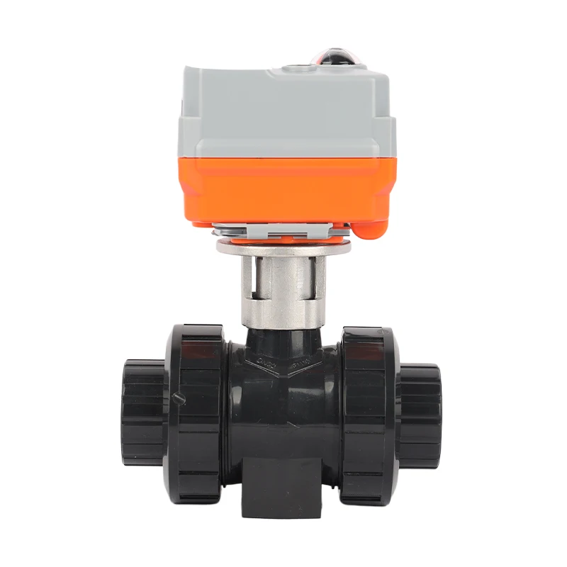 PVC UPVC 2 3 Way T L port ON OFF Modulating Automatic Valve Water Plastic Valve Electric Actuator Ball Valve With Bracket
