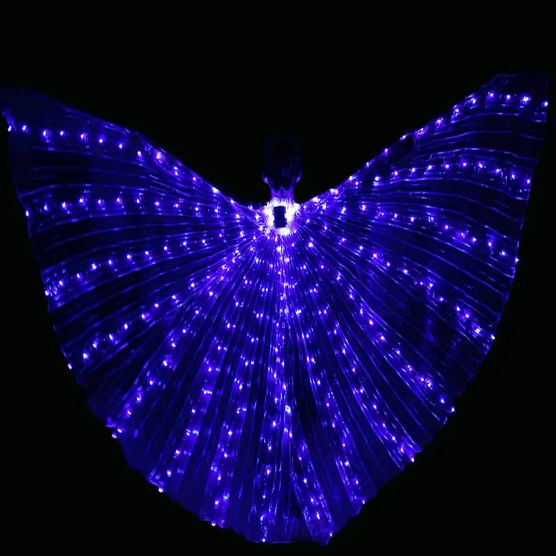Glow Angel Dance Wings LED Lights Dance Isis Wings Belly Glow Angel Dance Wings with Flexible Rods for Adults and Child