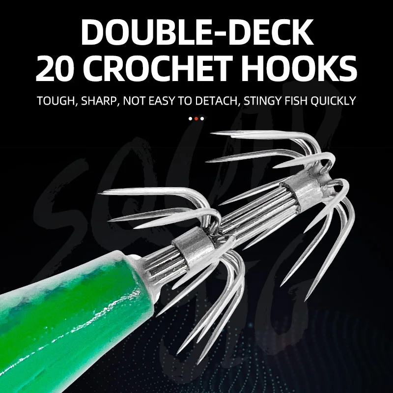 Horizontal Squid Jigs Luminous Simulation Squid Jig Hook Octopus Cuttlefish Fishing Bait Sea Fishing Tackle