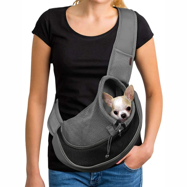 Custom Pet Dog Sling Carrier Breathable Mesh Travel Safe Sling Bag Carrier For Dogs Cats