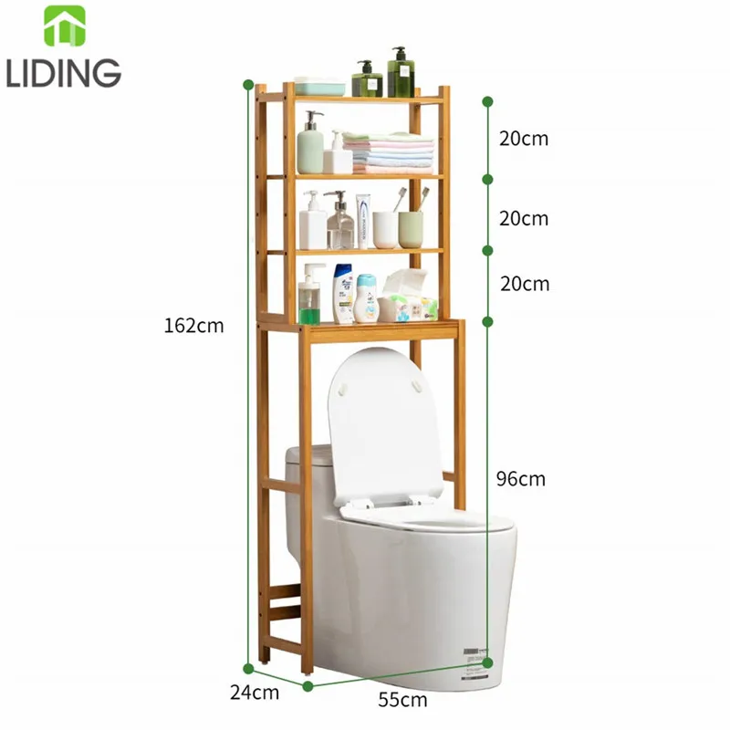 3-Tier Bamboo Over The Toilet Shelf Toilet Storage Rack