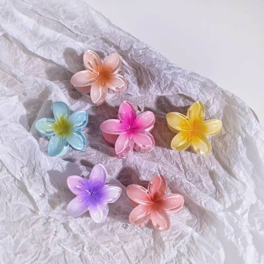 LRTOU Wholesale Summer Women Hair Clips Accessories Geometric Sweet 4CM Fashion Egg Flower Plastic Hair Claw