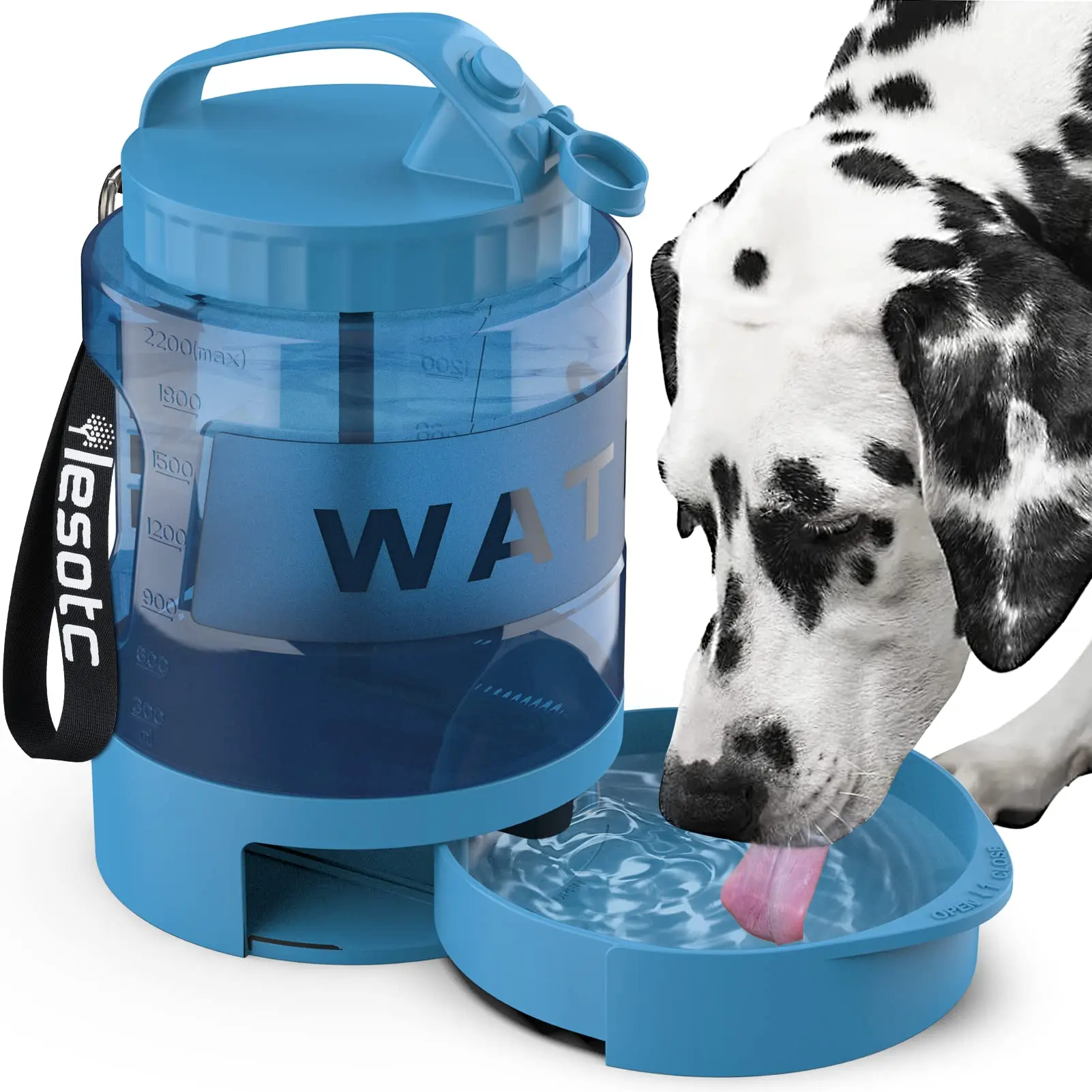 Lesotc Petnf  Petdott 77oz/2200ml Large Volume Capacity Camping Dog Park Hunting Dog Water Dispenser Bottle with Pull-Out Bowl