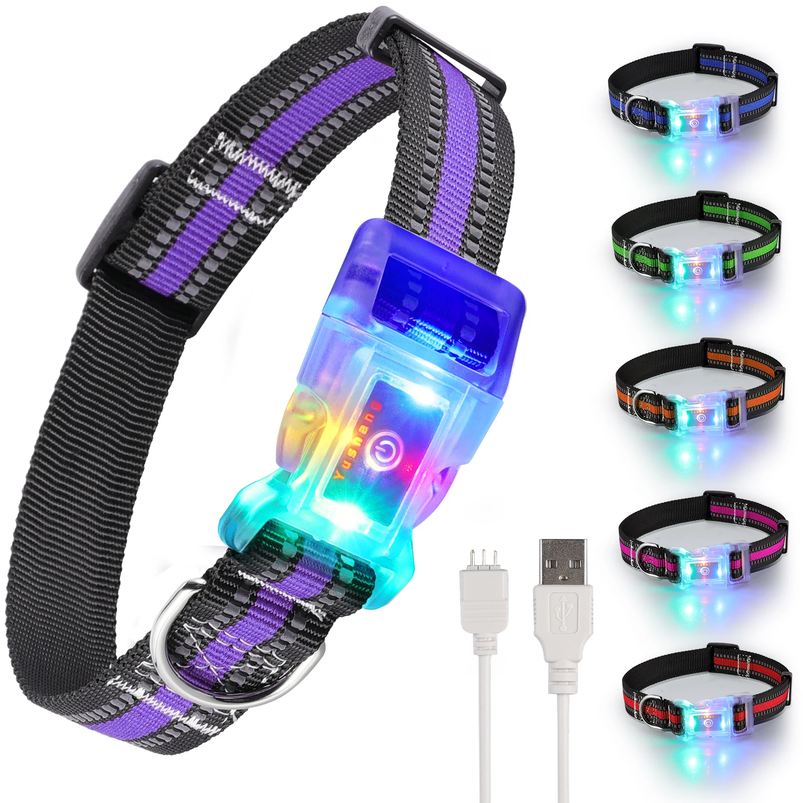Подсветка светодиодный прокручивающийся дисплей собачий ошейник USB перезаряжаемый светодиодный флэш-ошейник для нескольких собак