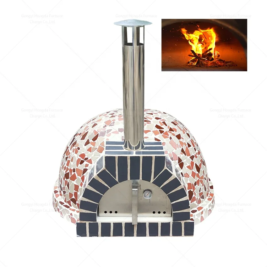 rotating big size wood fired pizza oven building material copper color commercial outdoor pizza oven for sale