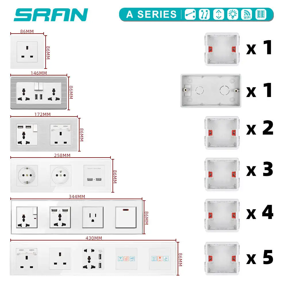 Universal Tupe Switch Wall Sockets 2 Usb Switches Universal Outlet Powered Plug