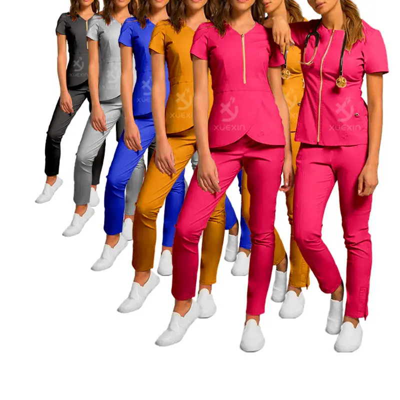 New Styles Women Hospital Uniform Nursing Scrubs Tops Healthcare Nurse Tunic Top