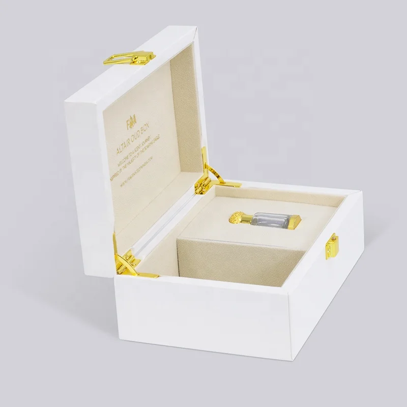 In Stock White Black Perfume Gift Box crystal  Attar Bottle 6ml 12ml Oud Perfume  Pu Leather wooden Luxury Attar Packaging Boxes