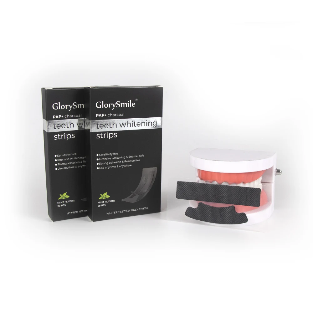 Wholesale Professional Teeth Whitening Bleaching Private Label PAP Natural Charcoal 5D Teeth Whitening Dry Strips