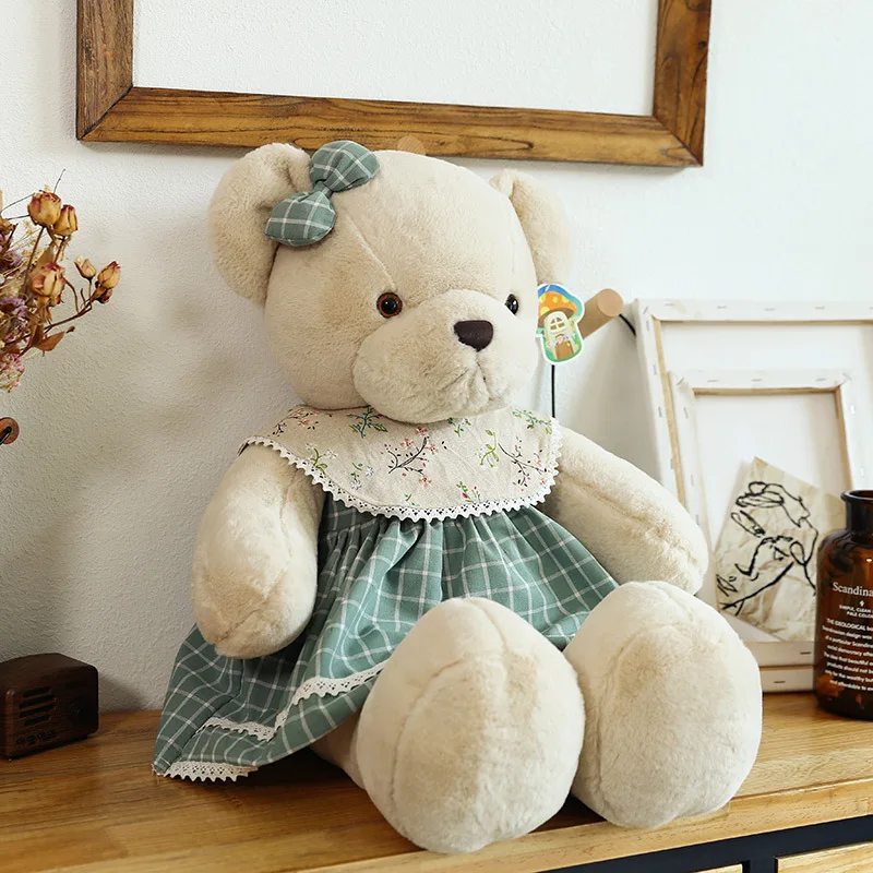 wedding bear stuffed plush animal teddy bear big filling cotton plush doll with dress customized