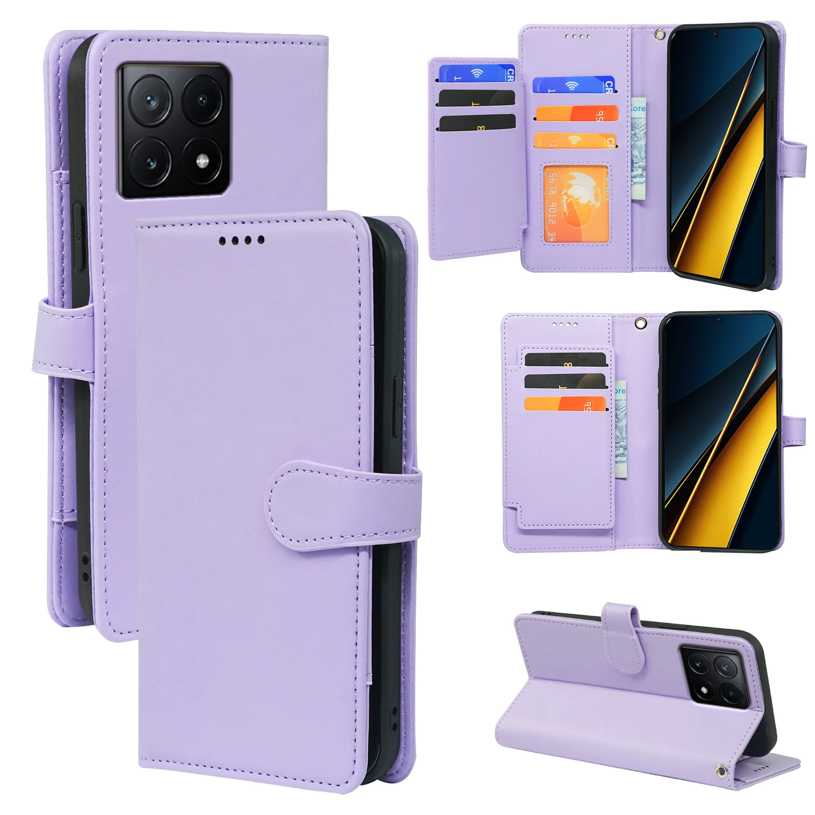 Магнитный Чехол-книжка для карт Redmi Note 12 14 Pro K80 POCO X5 M6 12S 4G NFC