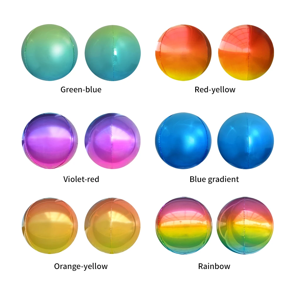 Wholesale Stocking Birthday party decoration 4D Round gradient color sphere foil balloon Customized helium balloons with logo