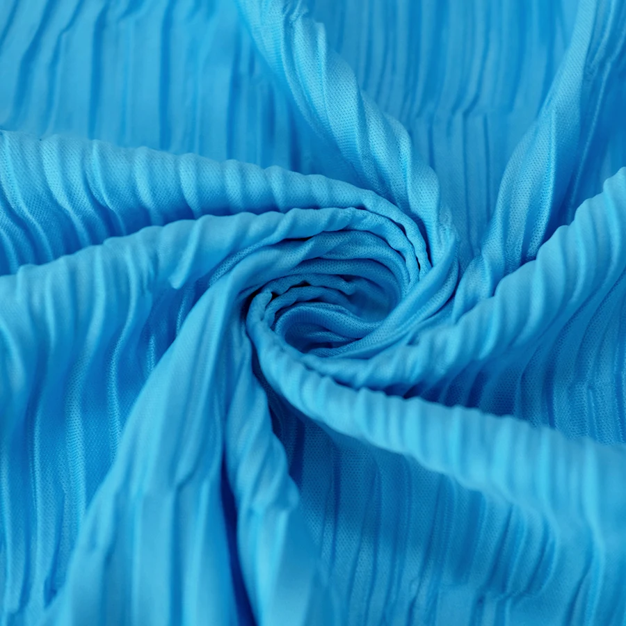 Экологически Чистая 100% переработанная полиэфирная плоская ткань стереоскопическая складчатая гофрированная креповая трикотажная