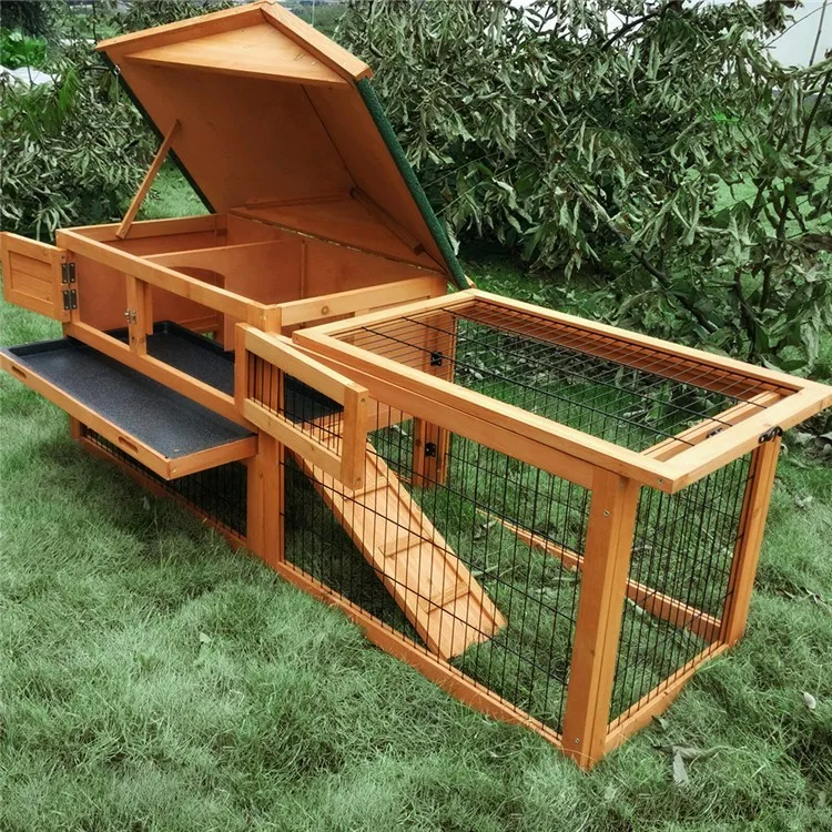 Garden Outdoor Rabbit Hutch For Sale Handmade Easy Clean Wooden Rabbit House Pet Cages Large Luxury Bunny Animal Cages