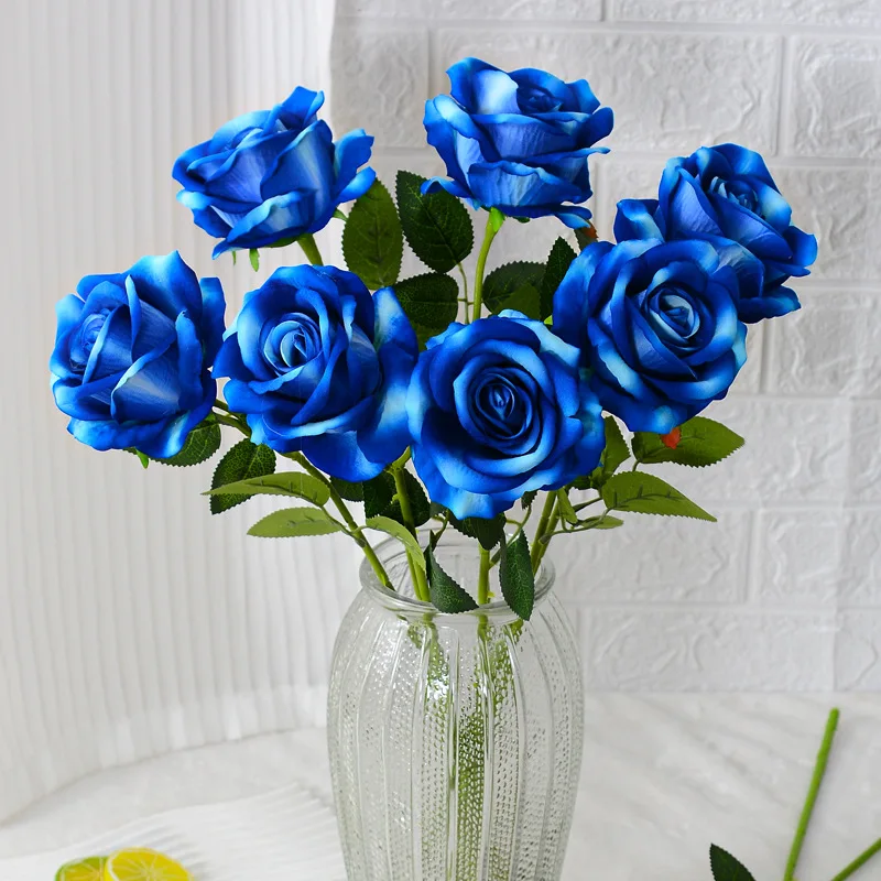 artificial flower Hot selling colorful artificial rose flowers bouquet wedding gift artificial flower Single rose