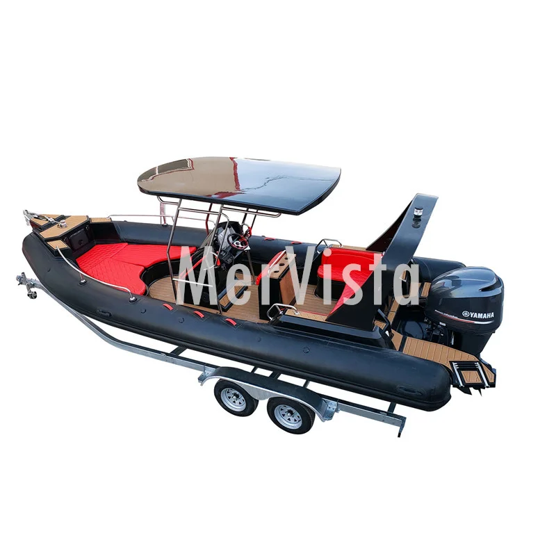 25ft RIB760 спортивные Стекловолоконные корпуса сверхмощные надувные лодки с мотором и прицепом