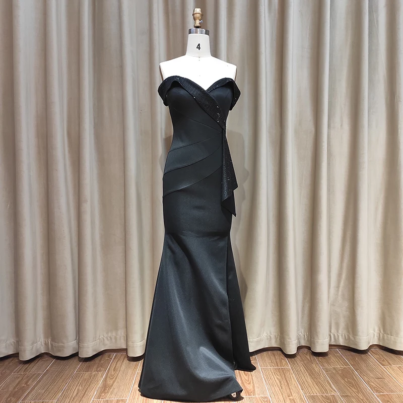 New Style Sexy Black Long Party Dress Sequin Casual Dress Evening Dress for Ladies