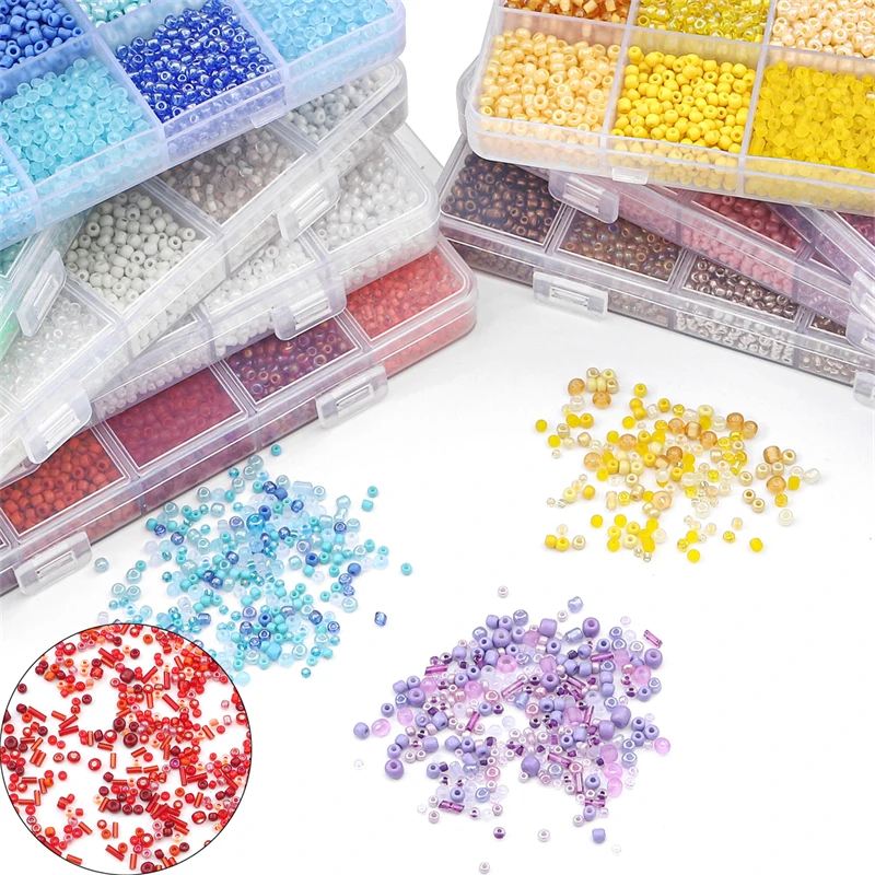 Wholesale 15 Colors Mix Seed Loose Bead Tube Beads Set with Box For DIY Jewelry Beaded Necklace Bracelet Earring Making Kit
