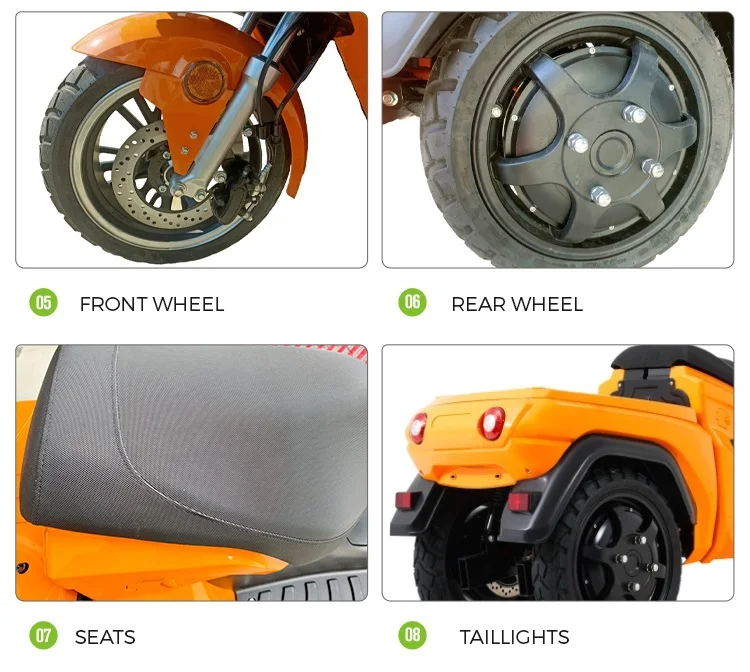 Directly Sale 72V 50Ah 2000W EEC Front and rear disc brakes Chinese Cargo electric Tricycles Motorcycles