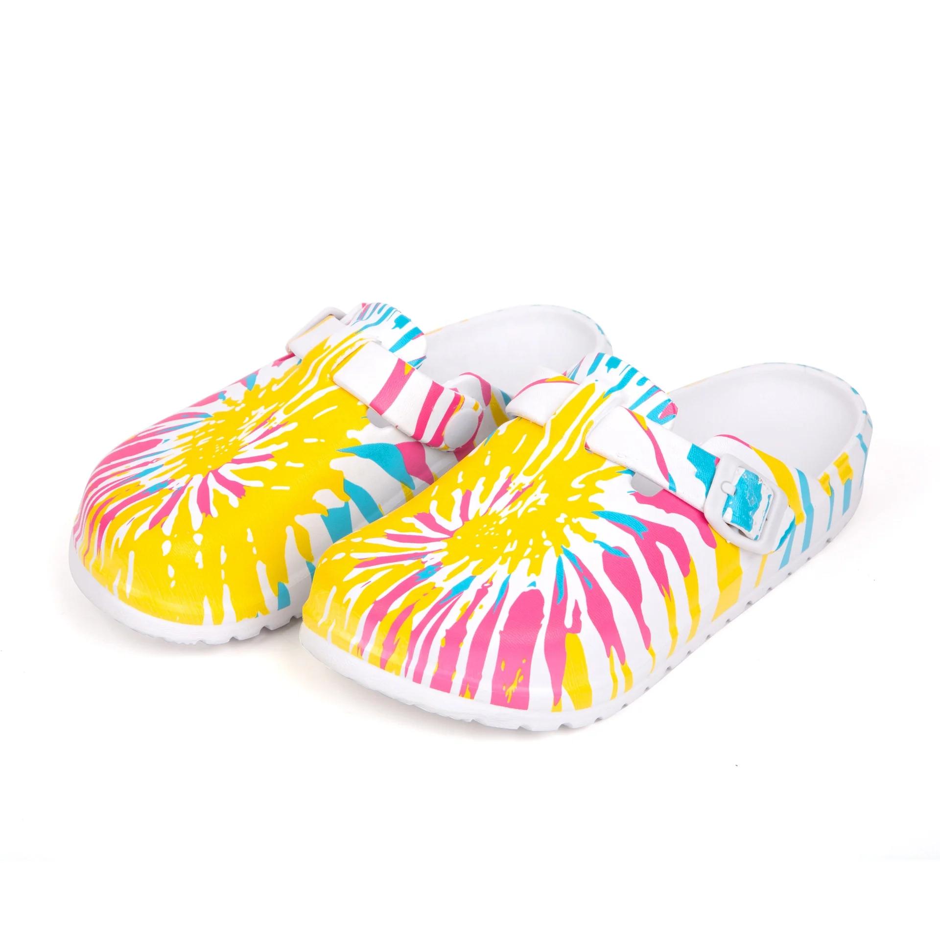 Customized waterproof Rubber Clogs shoes Sandals  EVA Medical nurse clogs Hippie Pattern crocK clogs anti slippy garden shoes