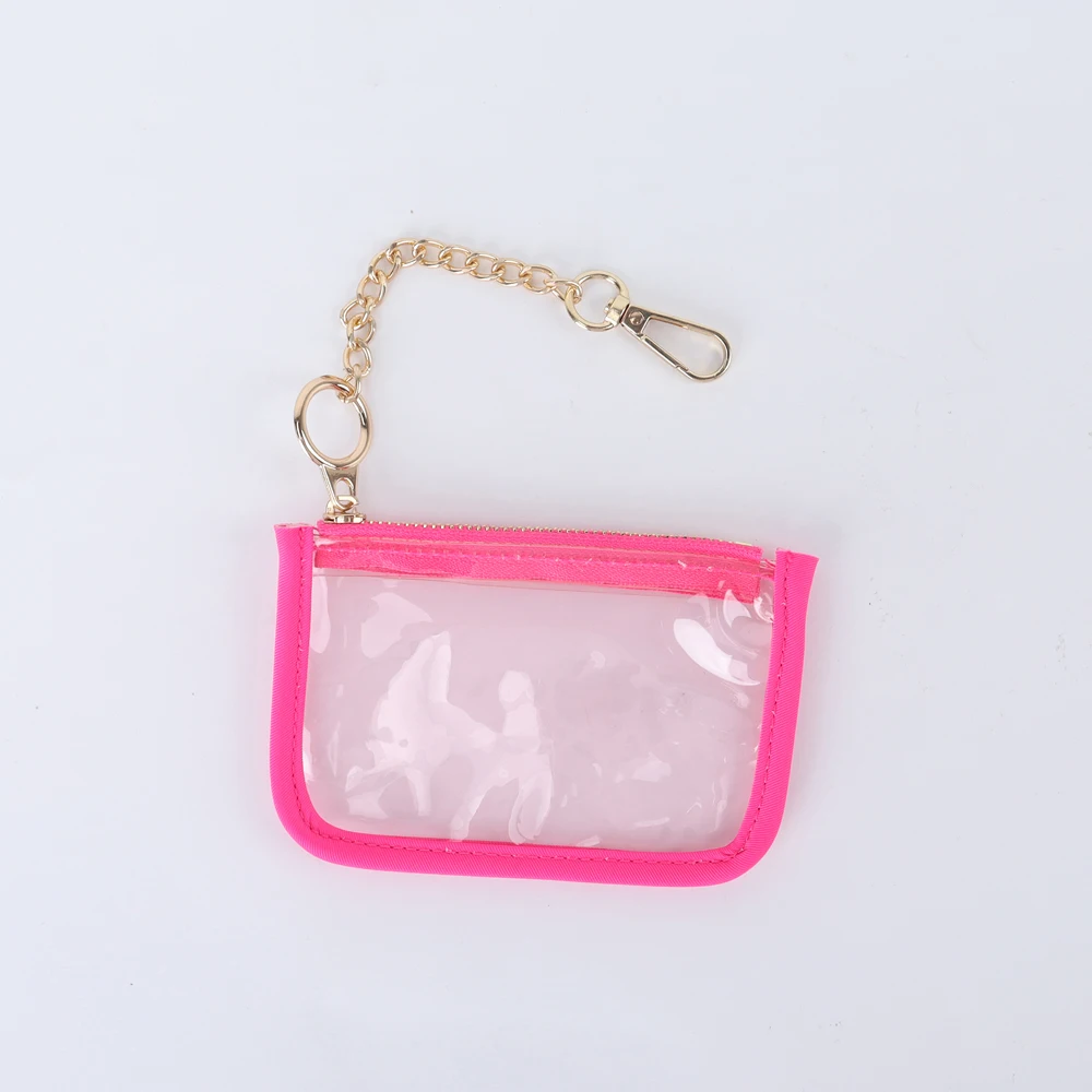 New Transparent Pvc Change Coin Wallet Case Chain Ring Pouch Car Keychain Personalized Coin Purse Mini Key Storage Cute Coin Bag