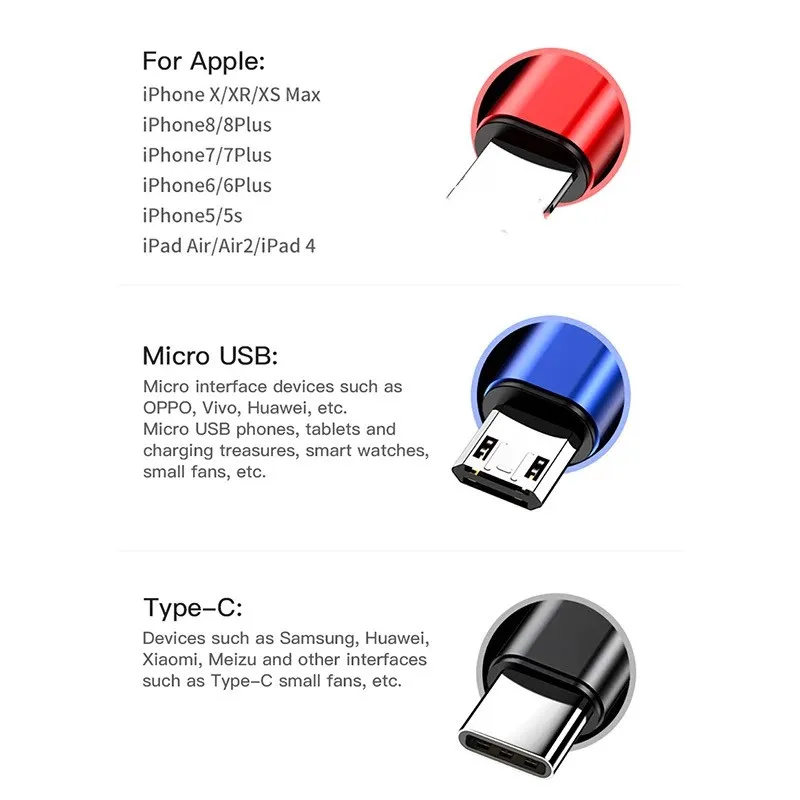 30% скидка OEM подарок высокое качество 3 в 1 Выдвижной USB Micro Type C кабель 8 Pin зарядный кабель Синхронизация данных для мобильного телефона