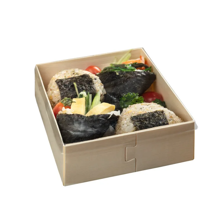 New Design Wood Food Package Box Biodegradable Sushi Pastry Boxes with Clear Cover Variety of Sizes Available