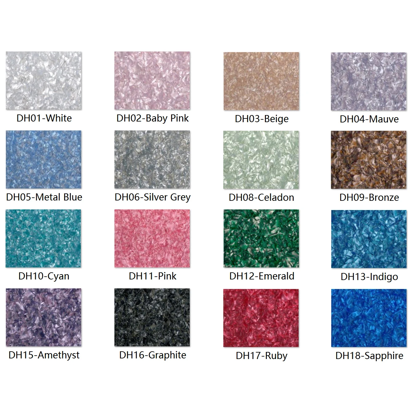 
Acrylic Pearlescent Mineral Crystal Sheets for Jewelry/Craft/Art Work/Decoration - 16 Colors, 1000x600x3.0mm (40