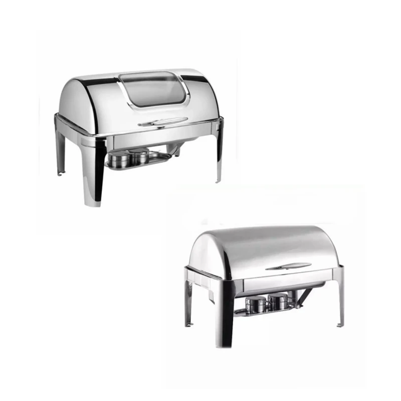 3 Food Pan Buffet Stove Furnace Chafing Dish Pan Food Warmer Alcohol And Electric Heating Chafing Dish With Visible Glass