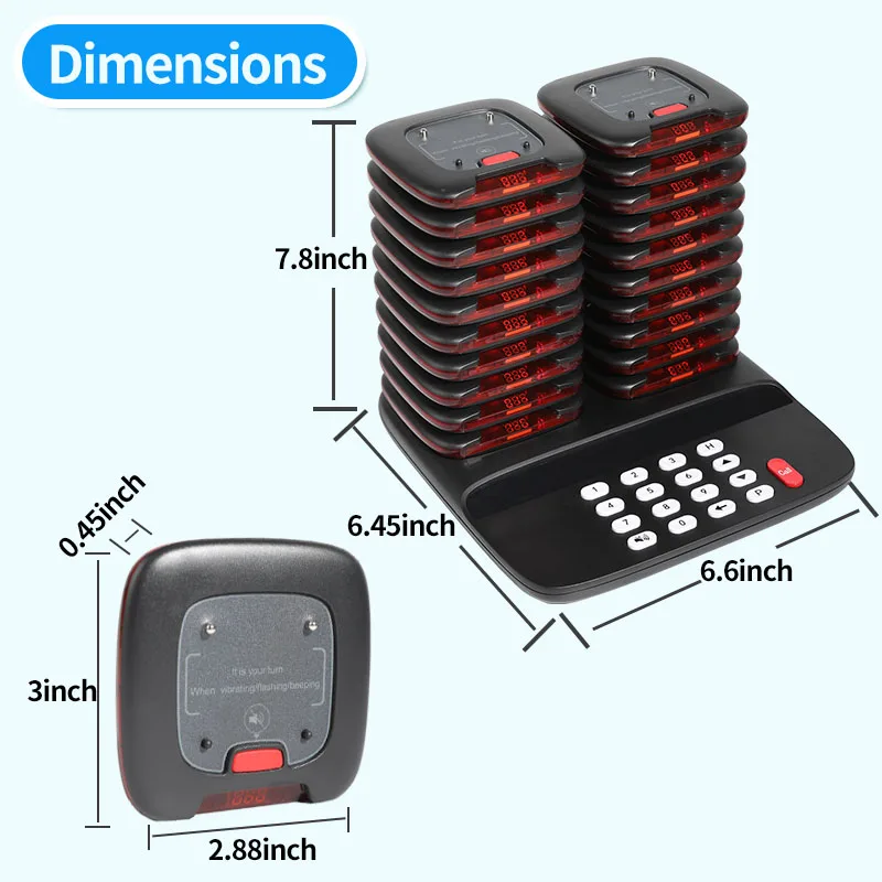 WirelessLinkx Customer Guest Buzzers Beepers 20 Queue System Restaurant Pager System For Clinic Coffee Shop Church Food Truck