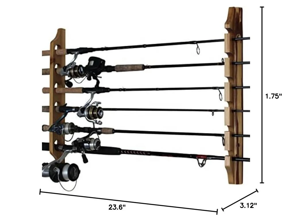 Factory Wholesales Customized retail shop 2-Piece 6 Fishing Rod Rack Storage Wall Mount Easily   Installed Fishing Pole Holder