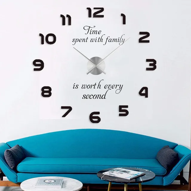 Creative Acrylic Stickers Diy Wall Decoration 3d Mirror Wall Decor Clock 3d Big Diy Wallclock