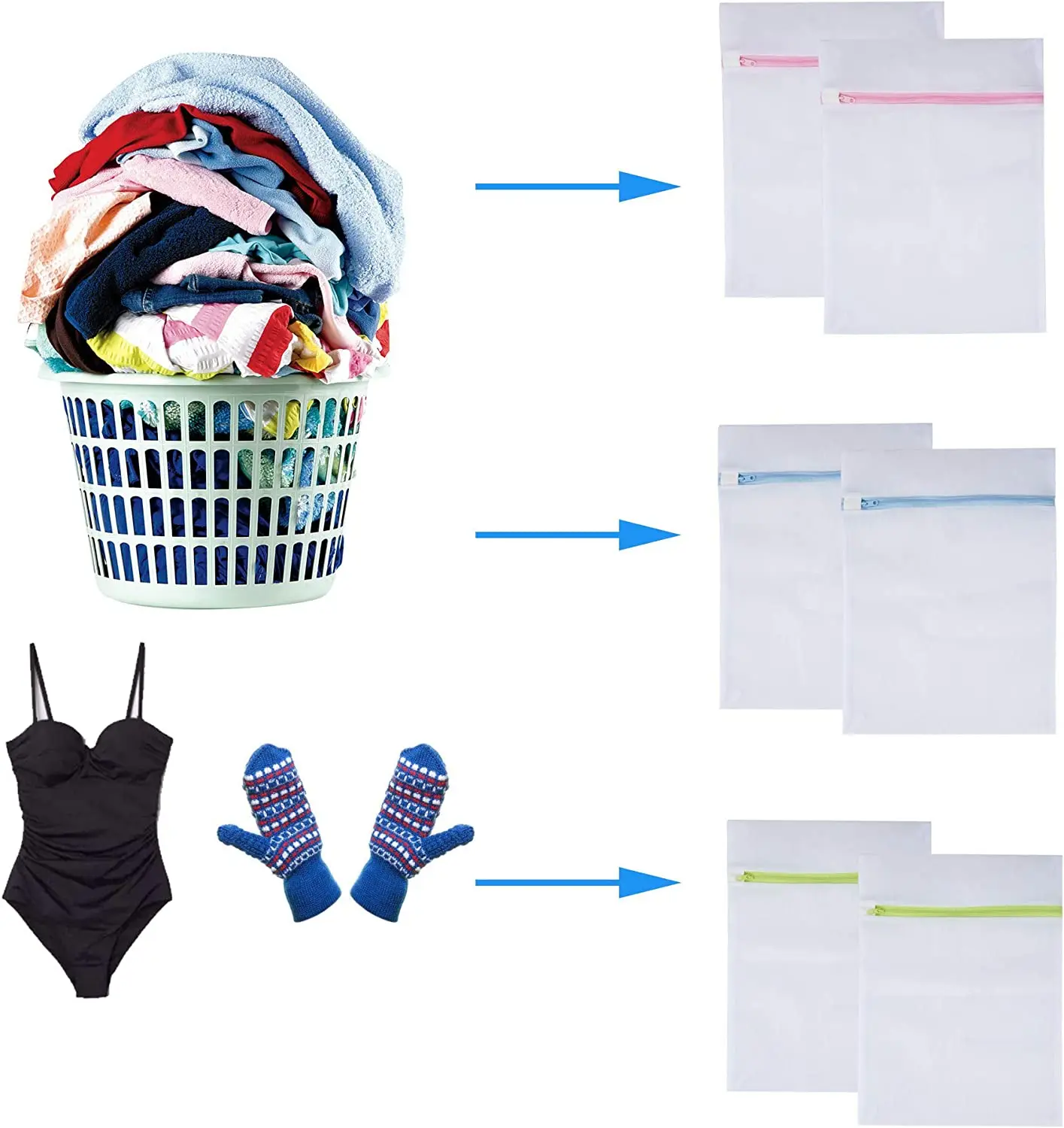 Cheap High Quality Wash Bags 6 Pack Medium Mesh Laundry Bags Reusable Lingerie Laundry Bags For Washing Machine