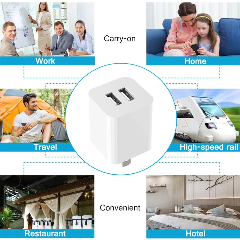 ETL Certified 5V 2.4A USB Wall charger Fast charging Home cube 2 USB travel home charger