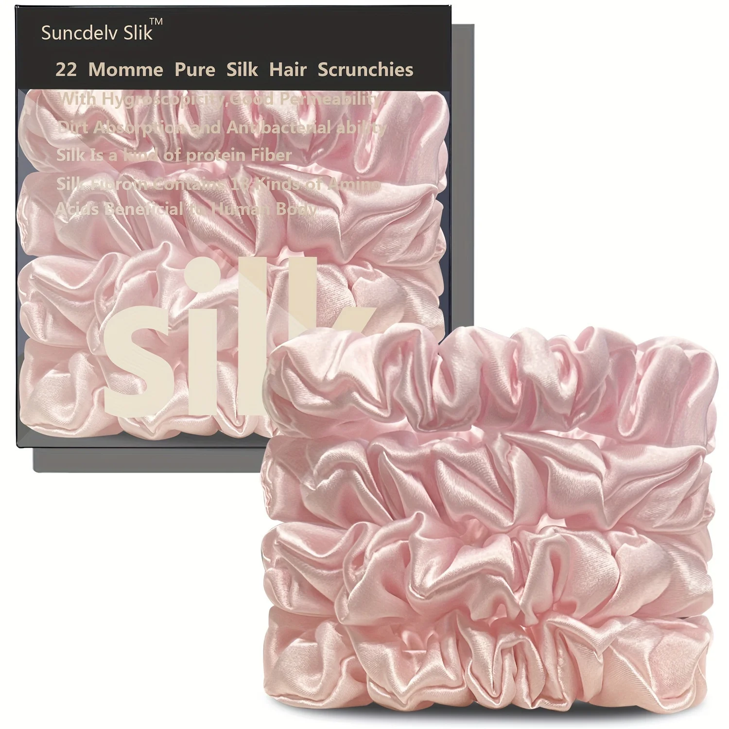 22momme Custom logo Label 2cm Silk Elastic Rubber Band Ponytail Holder 100% Mulberry Silk Hair Scrunchies