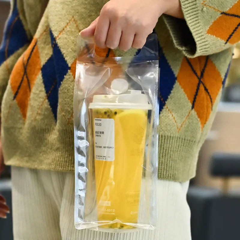 Wholesale custom logo transparent pvc handle bag food coffee breakfast bread takeout clear pvc shopping bags with handle