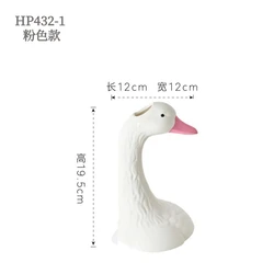 Wholesale Nordic modern pink swan ceramic vase ornaments white unglazed dried flower arrangement creative ornament