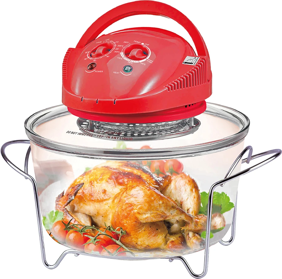 12L/17L Hot Sale Lightwave Halogen Oven 12l/20l 1200w Smart Digital Deep Glass Electric Round Air Fryer