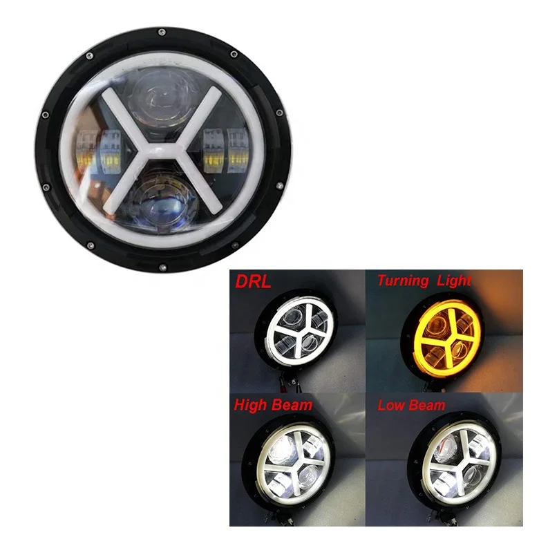 Новинка 2021, автомобильные товары, круглые черные светодиодные фары дальнего и ближнего света, поворотный свет, совместимы с Jeep JK TJ LJ CJ Hummber