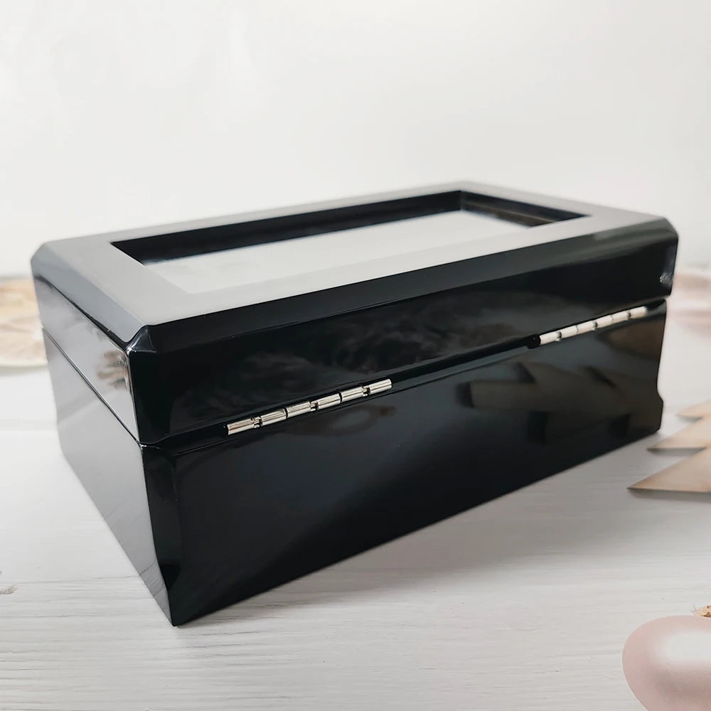 Luxury Wooden Watch Storage Box 3 slots with glass cover watch display collection case