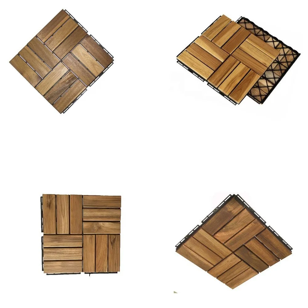 Acacia Wood Interlocking Deck Tiles, Plastic wood composite interlock deck tile or Plastic Decking Flooring Tiles B6237