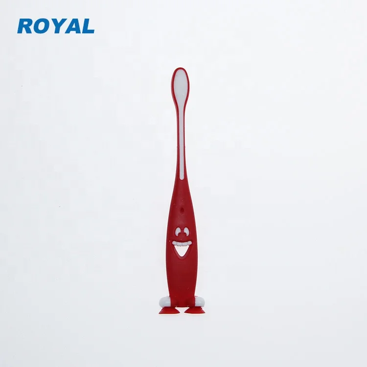 Hot sale cute toothbrush for kid lovely child dental brush with suction cup smile corn high quality soft kids toothbrush