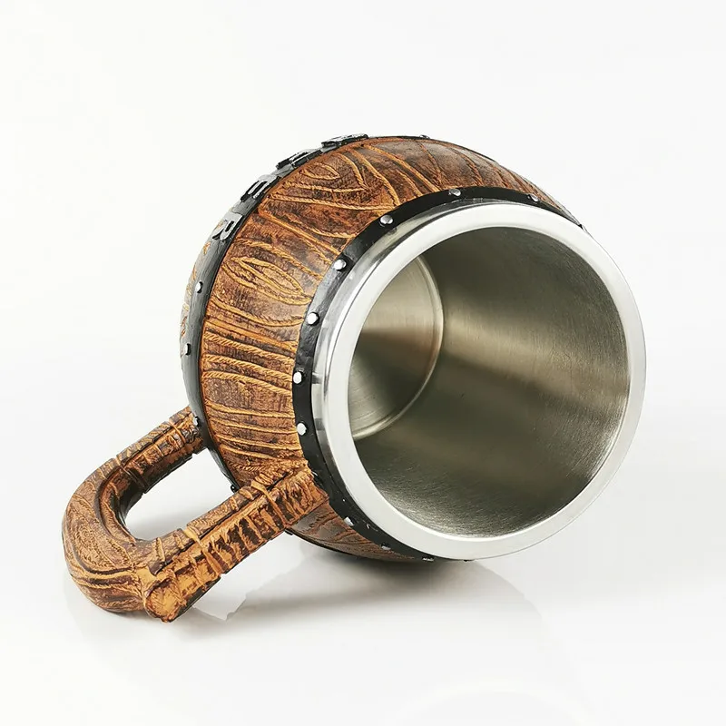 Creative Bar Supplies Germany Double Wall Stainless Steel Wooden Bucket Beer Mug