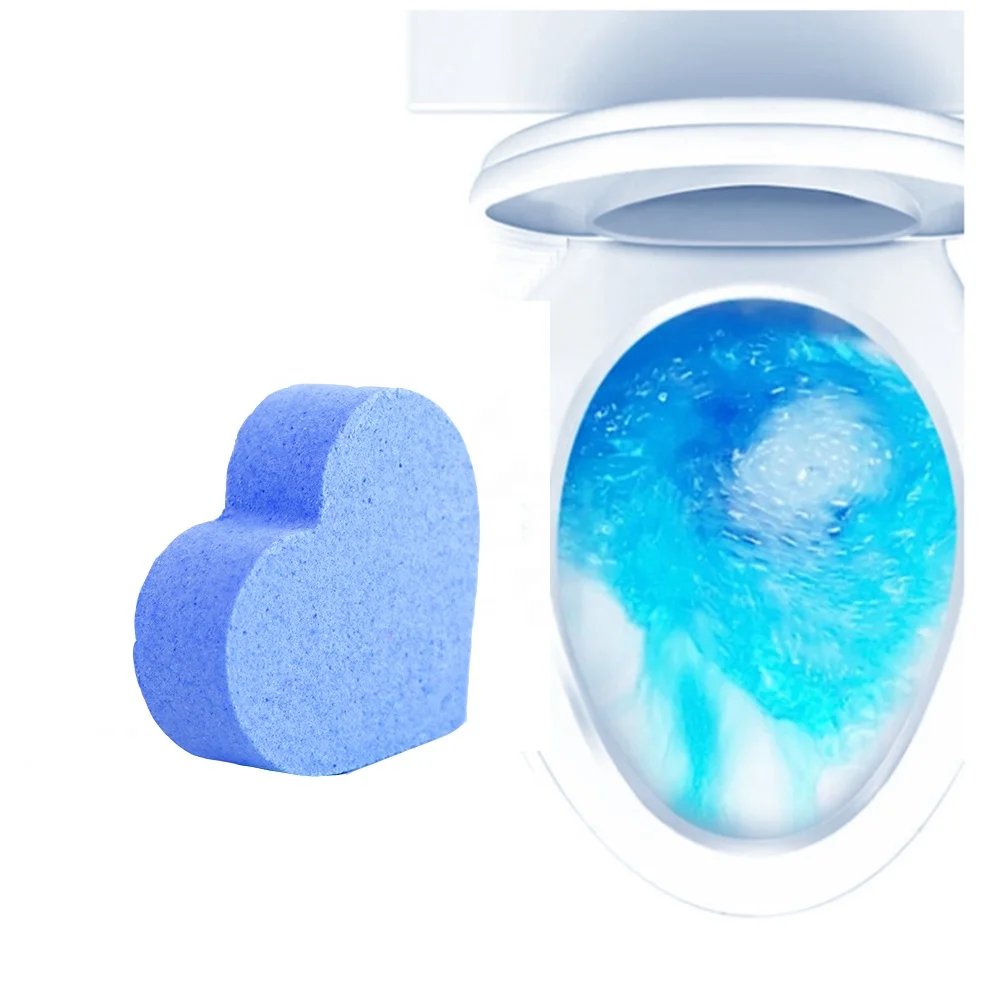 AJYF Heart Shape Flush WC Cleaner Bleach Block , Blue Solid Bubble Block Toilet Bowl Cleaner