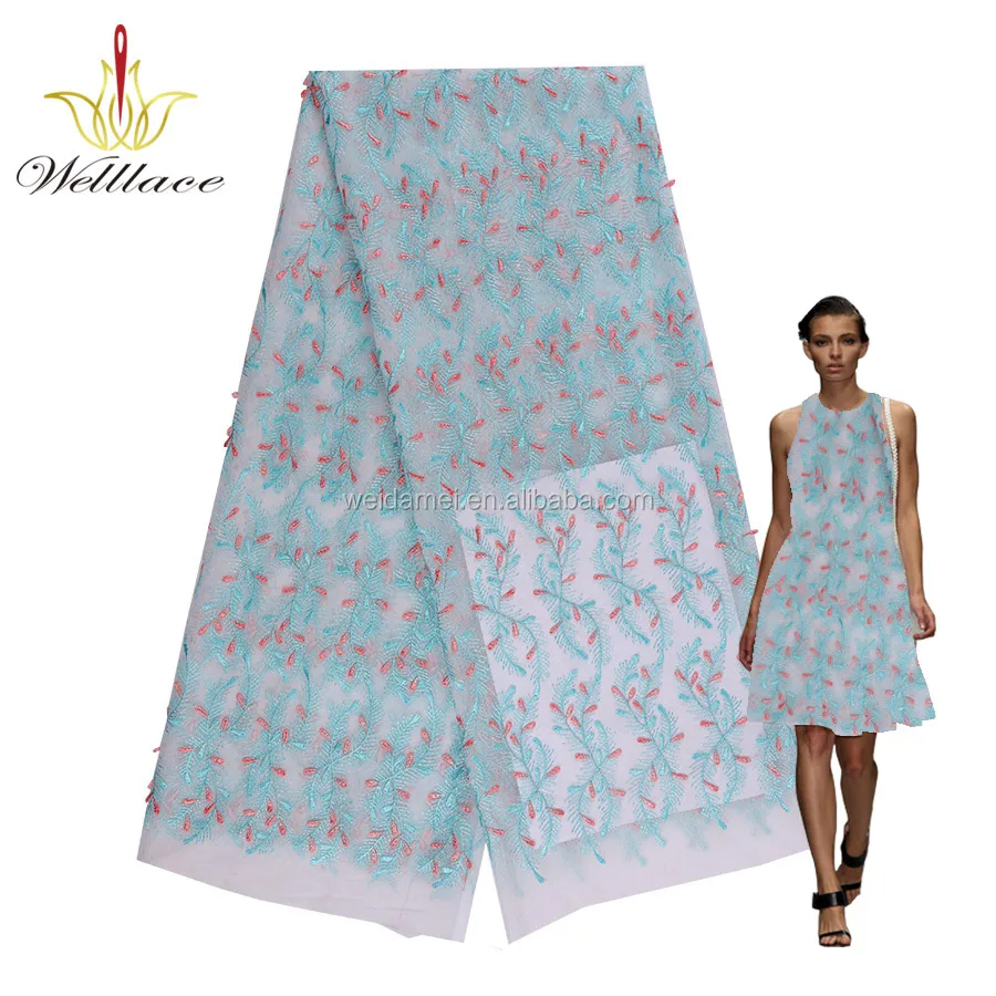 
Elegant Lace Embroidery Tiny 3D Flower Mesh Fabric African Dress Fabric French Tulle Lace Fabric 