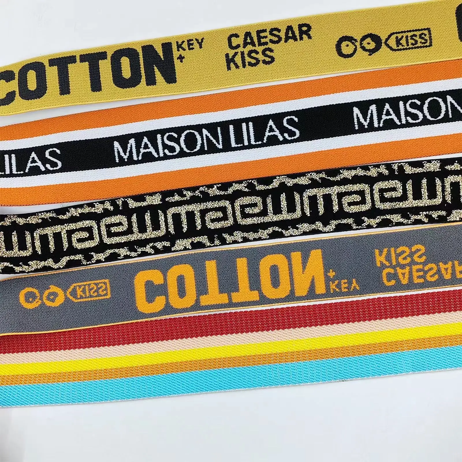 Custom Printed Brand Fashion Label Polyester Woven Knitted Jacquard Soft Elastic Band For Underwear Boxer Shorts Waistband Belt