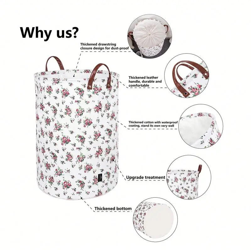 Collapsible Large Rolling Storage Laundry Basket With Lid