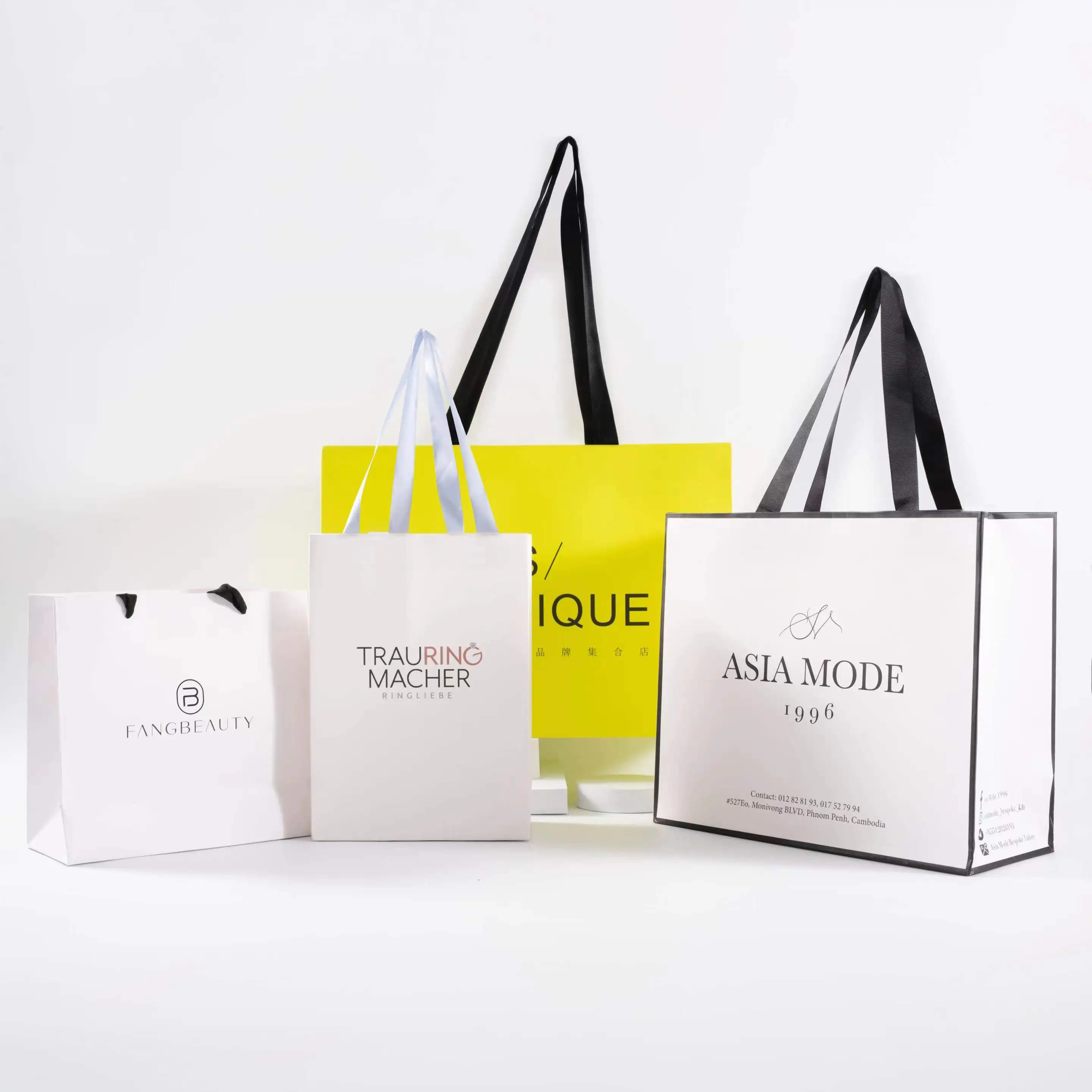 Excellent Quality Promotional paper Shopping Bag LOGO Customized Luxury Reusable Shopping Brand Paper Bag With Ribbon Handle
